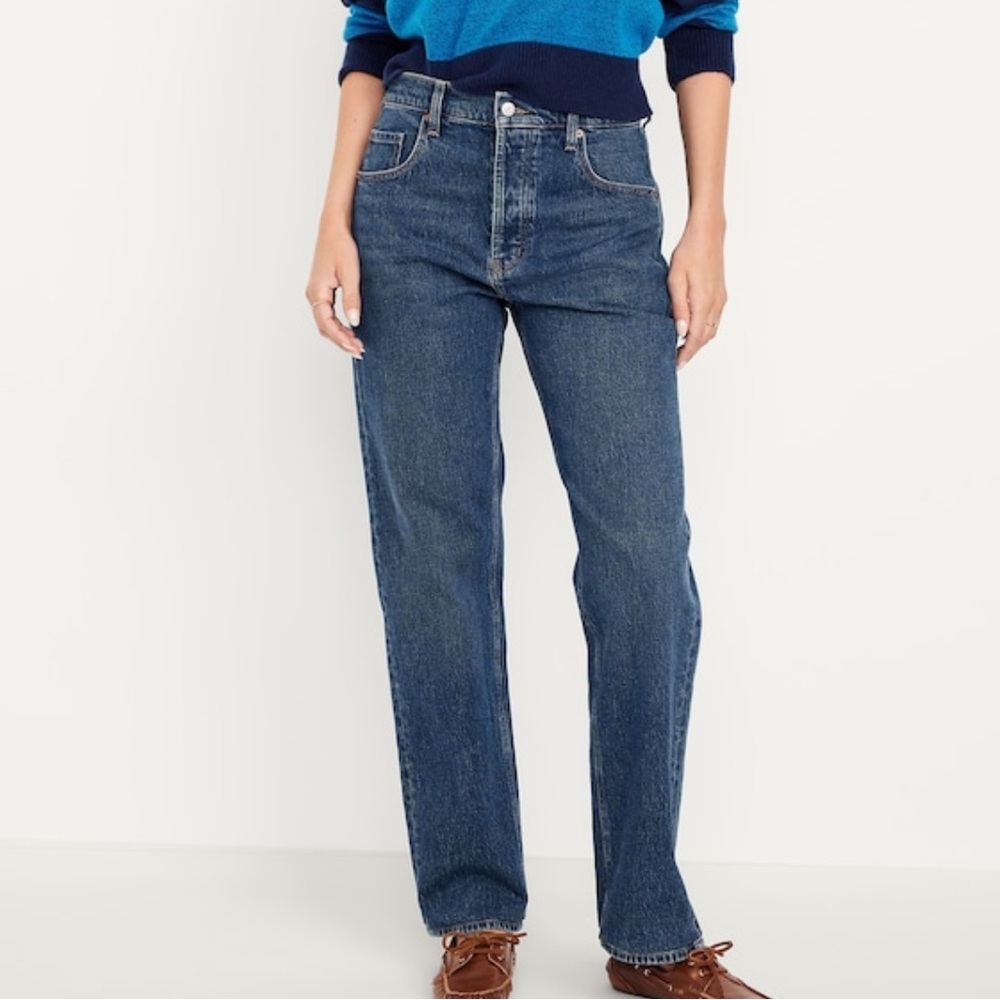 Old Navy Mid Rise Slouchy Straight Jeans